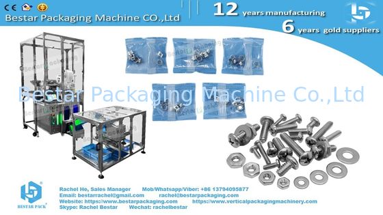 Hardware packing machine bucket conveyor type with enclosure to reduce noise