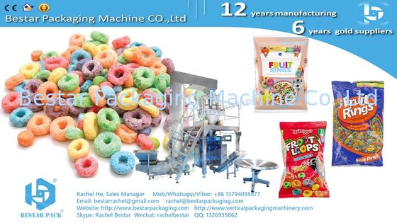 Фасовочно-упаковочный автомат для овсяных хлопьев с автоматическим весовым дозатором и двусторонней этикетировкой BSTV-450AZ