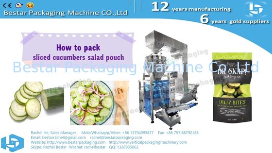 BSTV-350AZ All-in-One Type Packing Machine with 14-head Weigher for Sticky Cucumber Slices (БСТВ-350АЗ Все в одном типе упаковочная машина с 14-главой весовкой для липких нарезок огурцов)