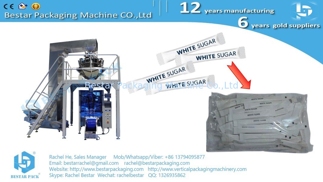 Автоматическая упаковочная машина для сахарной палочки, многоголовая веса с функцией силового разряда BSTV-450AZ