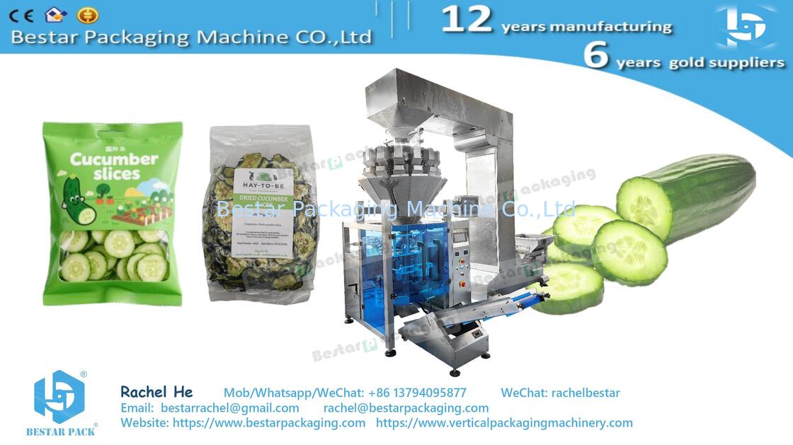 BSTV-350AZ All-in-One Type Packing Machine with 14-head Weigher for Sticky Cucumber Slices (БСТВ-350АЗ Все в одном типе упаковочная машина с 14-главой весовкой для липких нарезок огурцов)